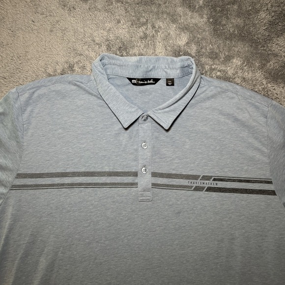 Blue Q Other - Travis Matthew Men's SZ 3XL Short Sleeve Gold Polo Baby Blue W Grey Stripe Shirt